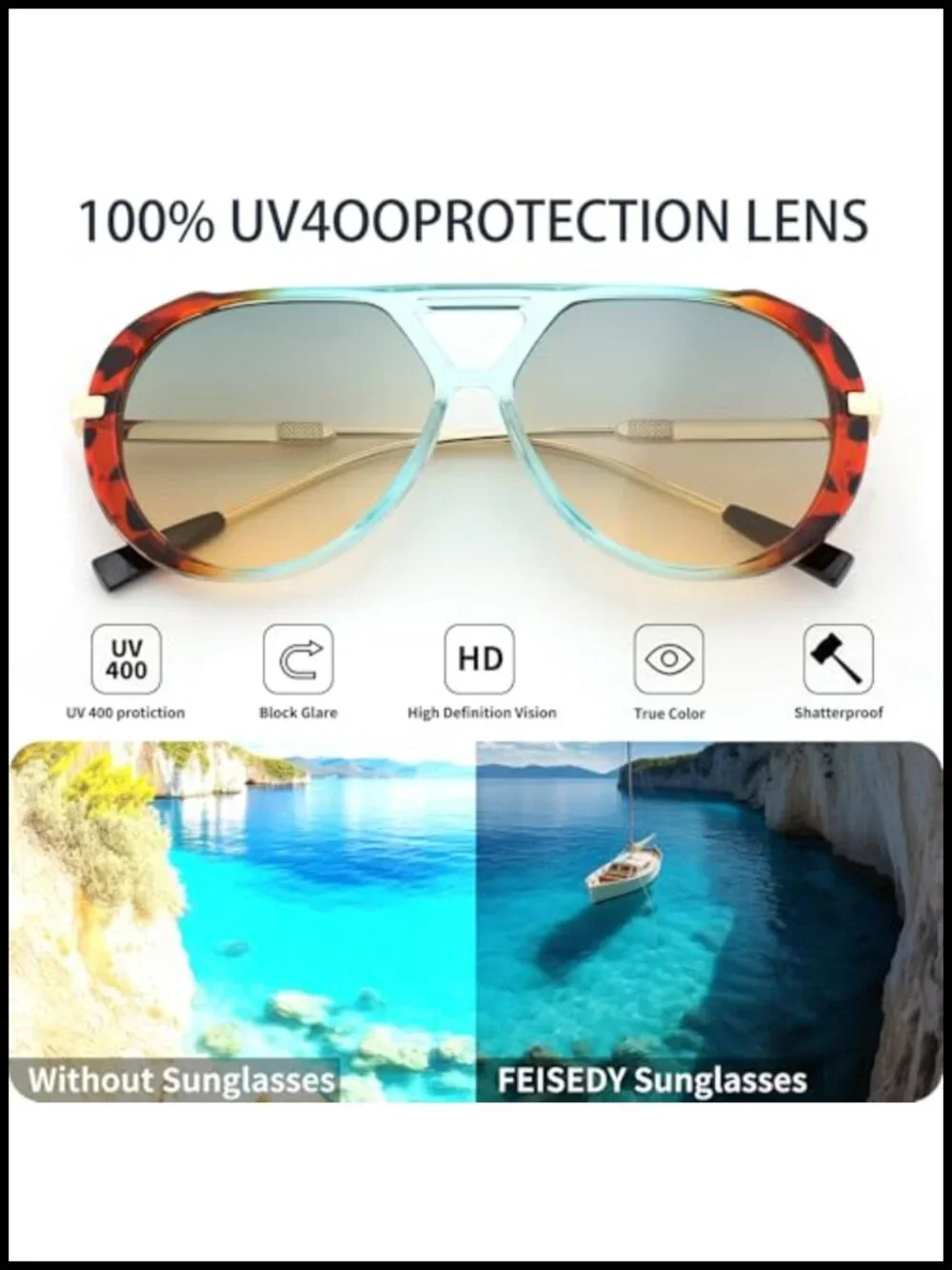 Retro Aviator Sunglasses for Women Men Vintage Metal Frame UV400 Protection